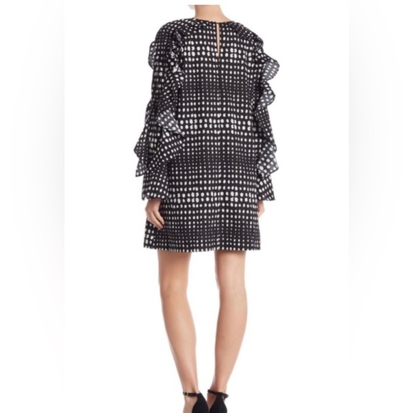 Nicole Miller Black and White Cotton Dotty Lera Mini Dress. Size Small - Picture 2 of 9